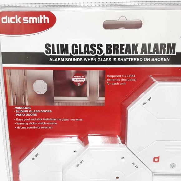 4PK SLIM GLASS BREAK ALARM Windows / Sliding Patio Doors Dick Smith Home Safety - Picture 3 of 4